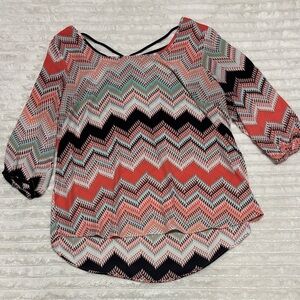 Maurices Chevron Blouse - Red, Black, White